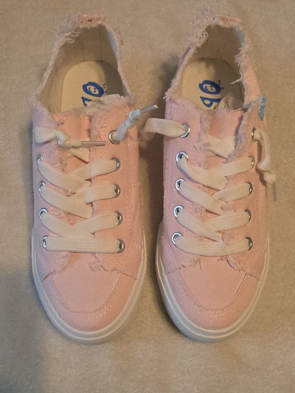 New Obtaom Light Pink Frayed Lace-Up Sneakers 5